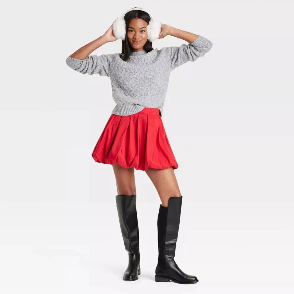 Women's Bubble Hem Mini Skirt - A New Day™, Red, Size XL